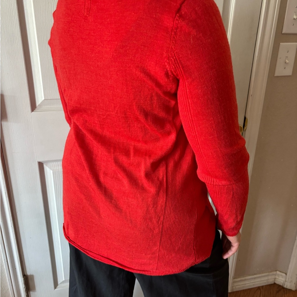 Max Studio Red 100% Extra Fine Merino Wool Soft Casual Long Sleeve Sweater Sz 1X - Picture 6 of 11